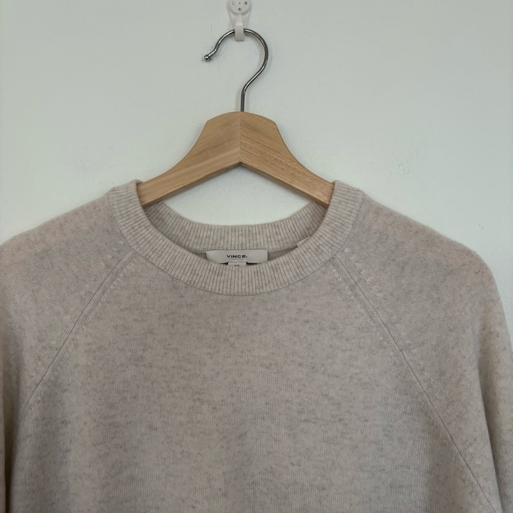 Vince. || Wool Cashmere Sweatshirt Raglan Crewneck Oatmeal Cream Beige Small - Picture 3 of 8